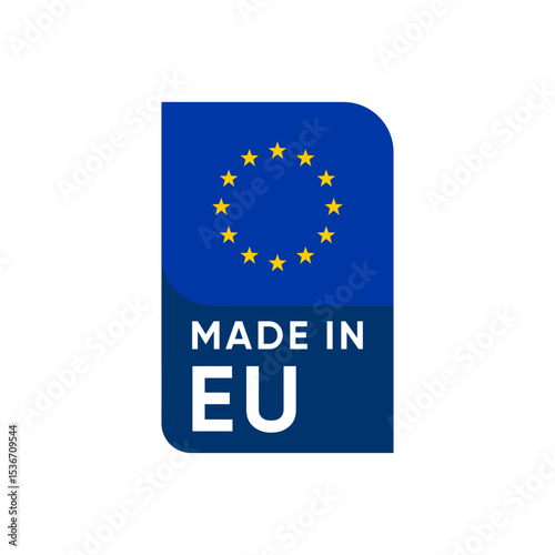 Made in EU, Europe union Flag Label Banner icon design	