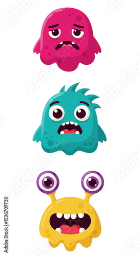 Funny cartoon monster characters are a delightful vector illustration for kids and children to love, perfect for Halloween or any fun holiday art