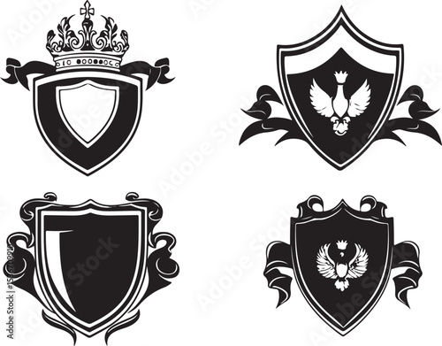 Royal Heraldic Shield Emblem Vector Set

