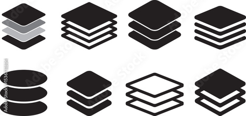 Stacked layers icons graphic design elements. eps-10