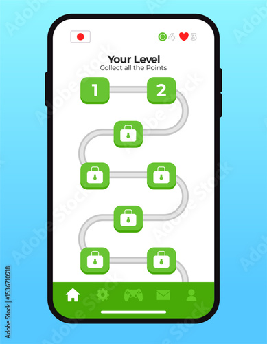 Learning language user interface education mobile phone apps UI application smartphone gamification green color