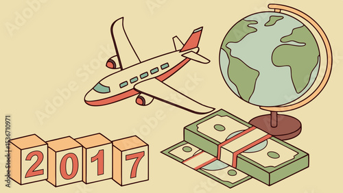 Airplane globe money travel 2017