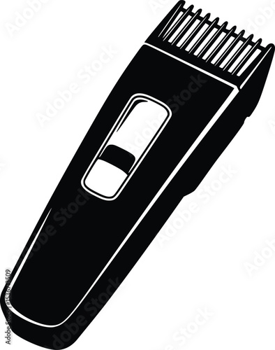 Silhouette of electric razor or hair clipper icon in minimal black and white style


