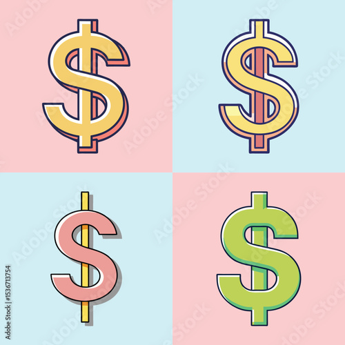 Dollar Sign Flat Style Vector Illustration