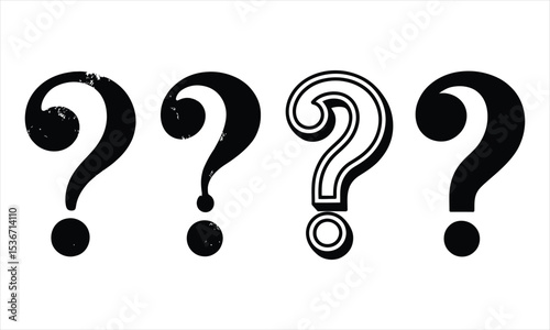 Four question marks graphic design elements