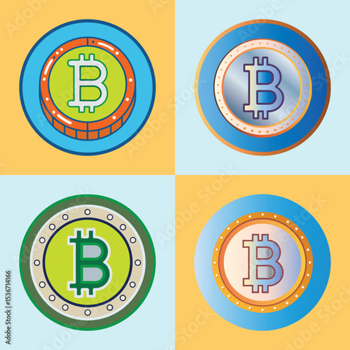 Bitcoin Coin Flat Style Vector Illustration
