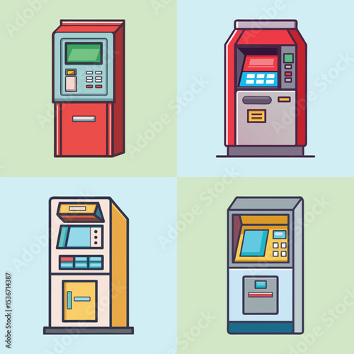 ATM Machine Flat Style Vector Illustration