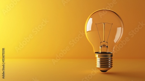 Light bulb on yellow background for idea innovation creativity energy business technology inspiration concept scene