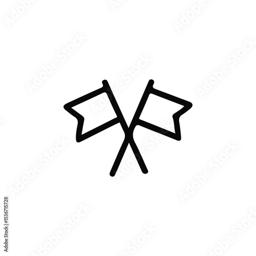 Flag Line Icons Set – Minimal Outline Symbols of Flags, Markers, and Signals

