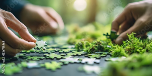 Corporate Volunteers Assembling Jigsaw for Sustainability on World Environment Day