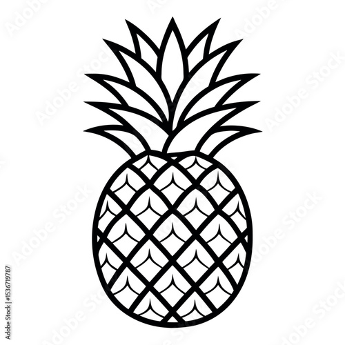 Minimal black line art vector illustration of a Pineapple on white background