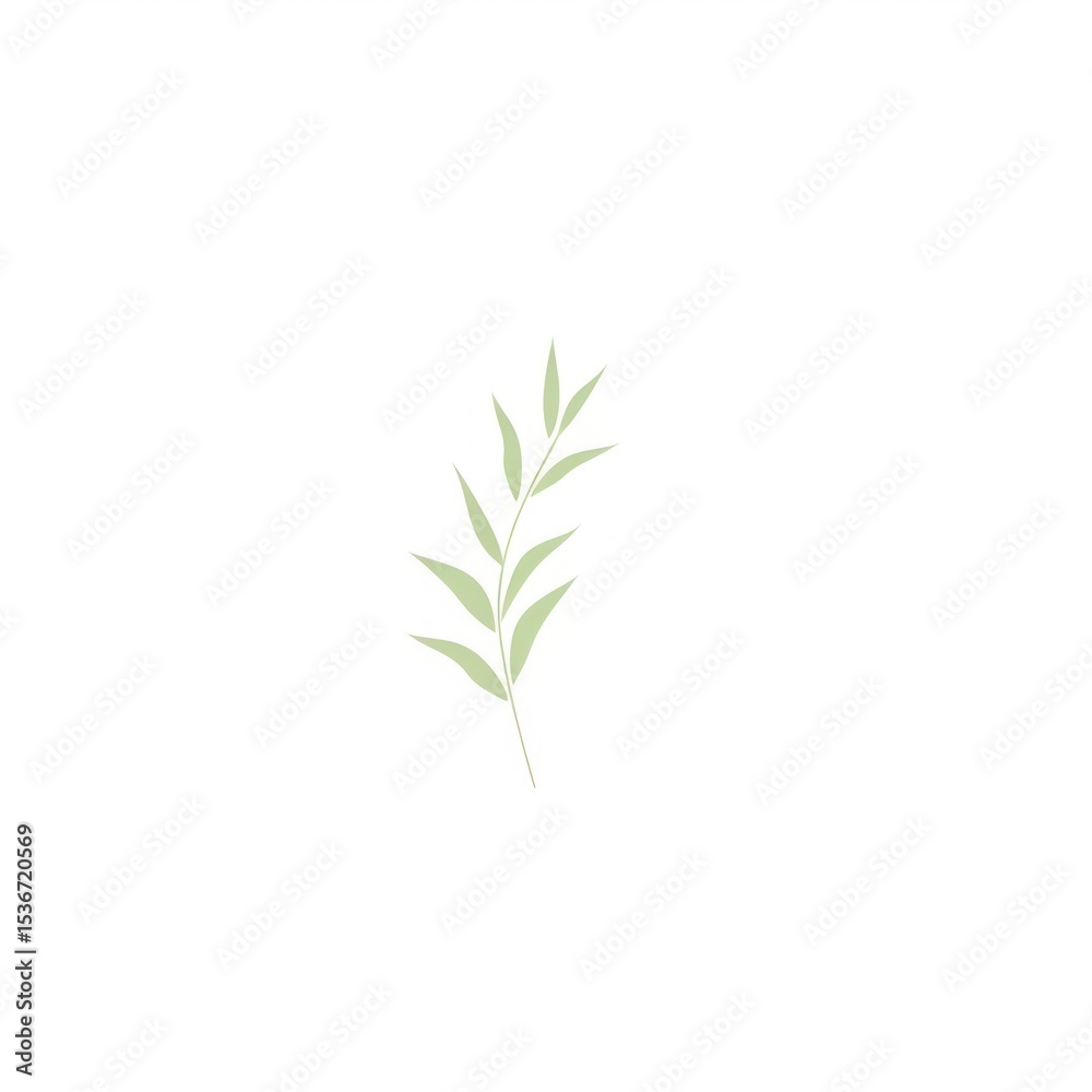 Fototapeta premium Cute fresh spring leave and branches vibes illustration minimalist leaf.