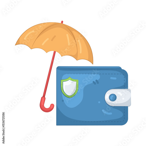 illustration of wallet with insurance umbrella 