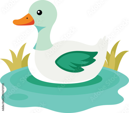 Silhouette of Swimming Duck Vector Illustration