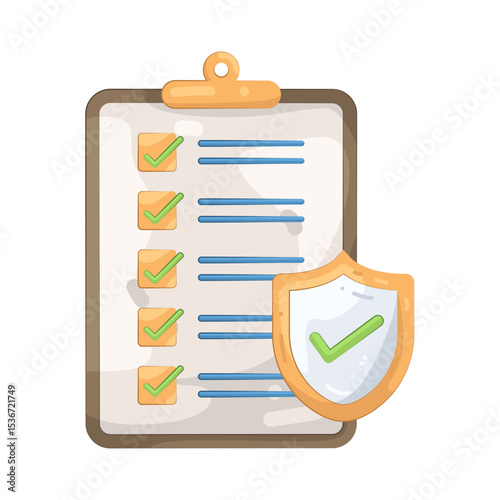 illustration of checkmark with protection