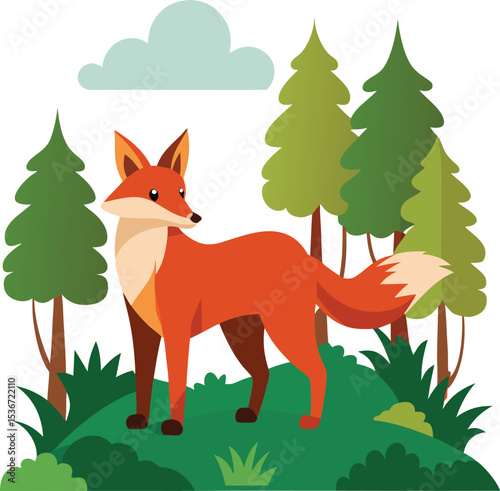 Silhouette of Forest Fox Vector Illustration
