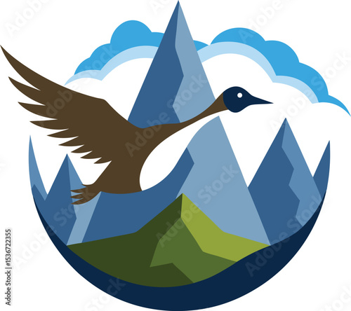 Silhouette of Flying Goose Vector Illustration