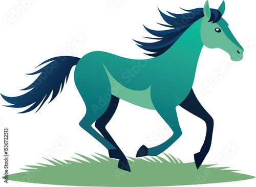 Silhouette of Galloping Horse Vector Illustration