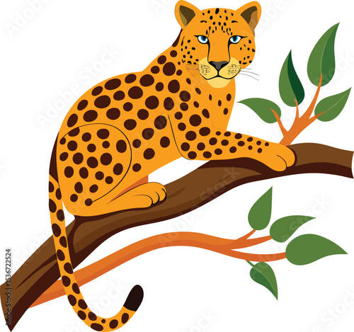 Silhouette of Resting Leopard Vector Illustration