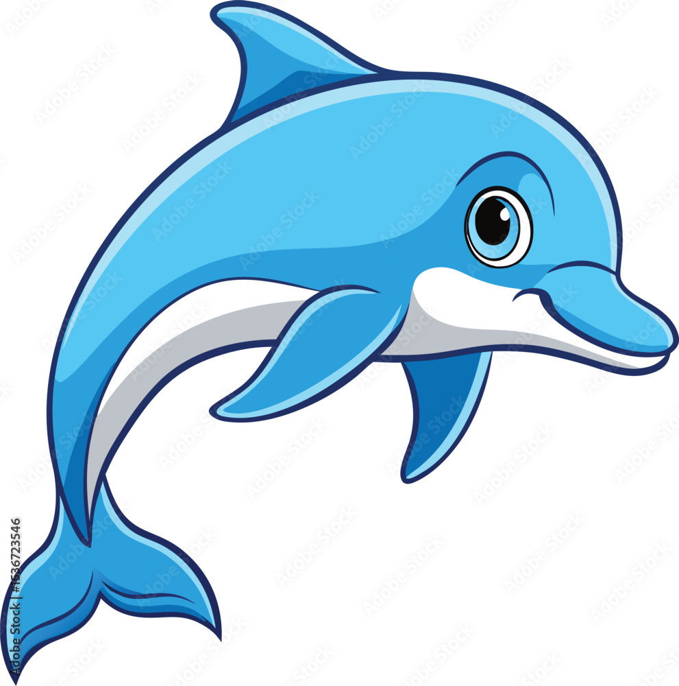 Fototapeta premium Silhouette of Joyful Dolphin Vector Illustration