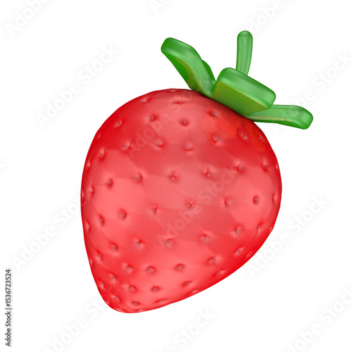 3D Strawberry isolated on transparent background.