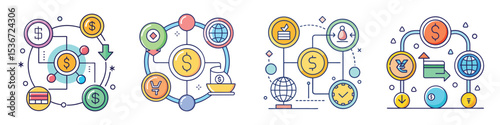 Currency Exchange Flat Style Vector Illustration photo