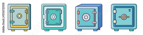 Safe Box Flat Style Vector Illustration