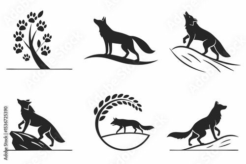 black silhouettes of animals