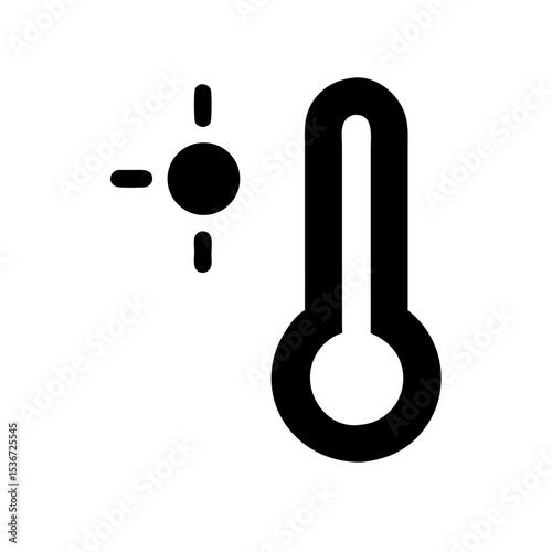 thermometer with sun icon on white background  .svg