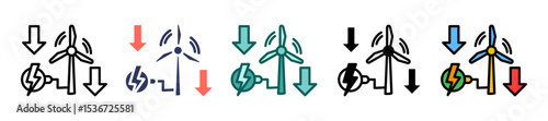 Wind Power Decrease multiple icon