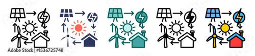 Smart Grid Technology multiple icon