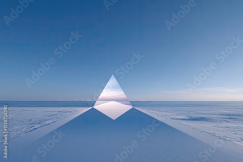 Symmetrical Triangle Shadow on Snowy Flatland