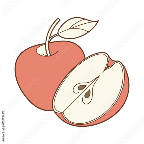 Colorful Hand-Drawn Apple Vector Icon Set for Food and Nature Designs