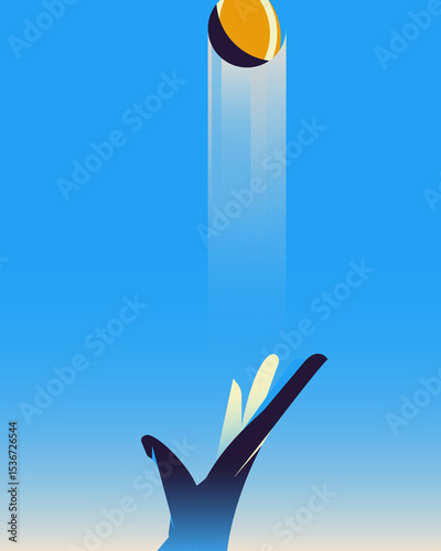 Vector illustration of a tennis serve toss