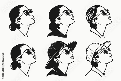 set of women faces