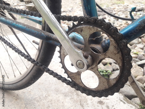 A jengki or roadster bike is a type of classic bike that is popular in Indonesia. This bike has the characteristics of a sturdy frame and a simple design. the concept of antique selection items.
