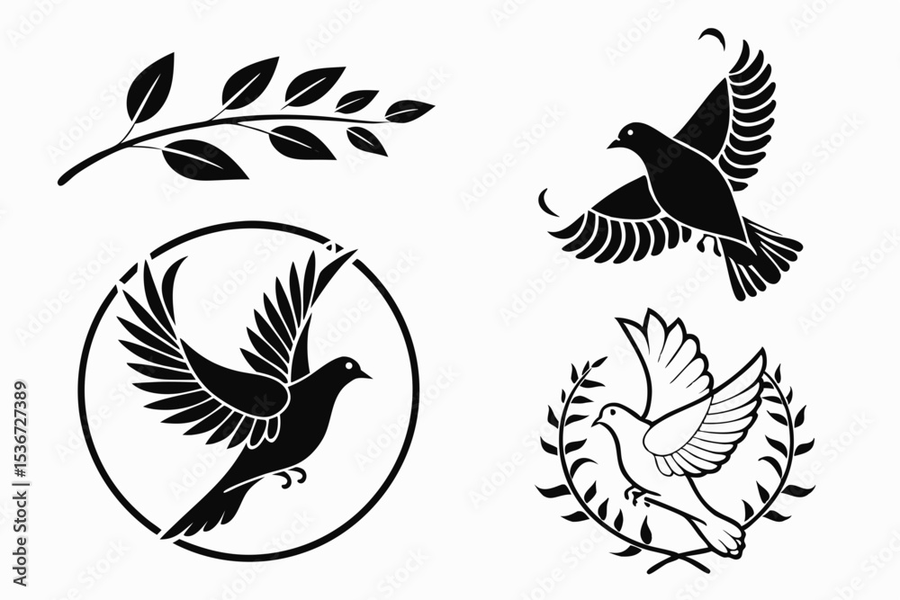 Obraz premium set of black silhouettes of birds