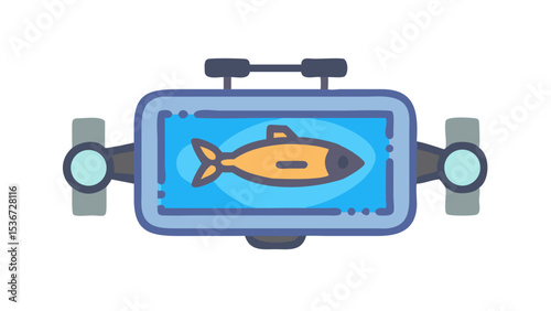 Innovative underwater drone showcasing real-time fish monitoring in a vibrant ocean environment