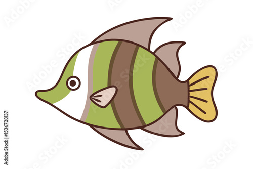 Colorful cartoon fish swimming joyfully in a vibrant underwater world during daylight hours