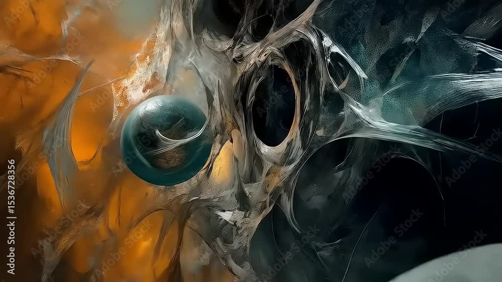 Ethereal spheres abstract artwork with complex textures and mystic lighting