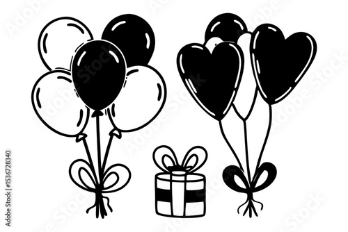 gift box with balloons