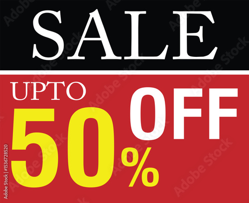 50% off sale tag. Sale of special offers. Discount with the price is 50%.