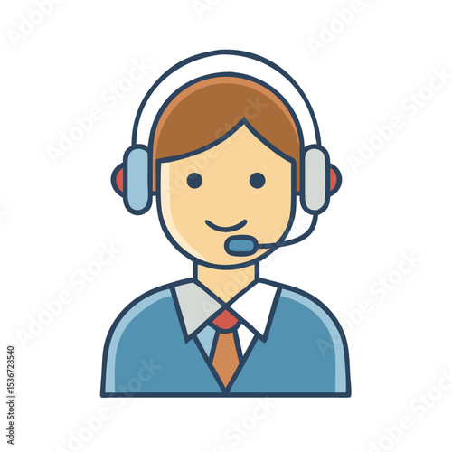 Customer service representative wearing headset ready to assist clients from a call center office during business hours