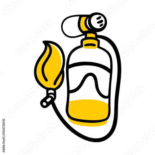 Safety equipment for fire emergencies featuring a gas cylinder and flame illustration