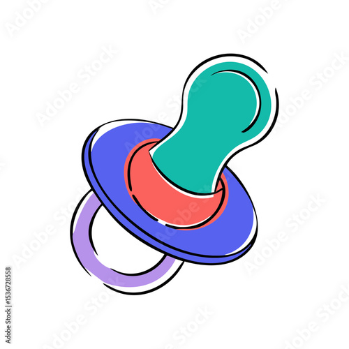 Colorful pacifier illustration designed for baby products with a playful and modern style