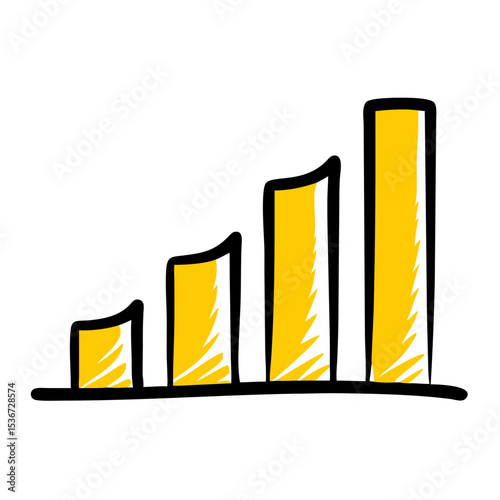 Growth chart representing increasing success in business metrics over time in a minimalist design