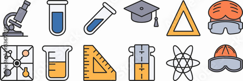 Icon sheet of science lab and STEM equipment – Great for science education tools, learning apps, or digital classroom materials
