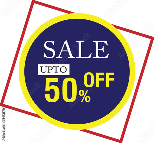 50% off sale tag. Sale of special offers. Discount with the price is 50%.
