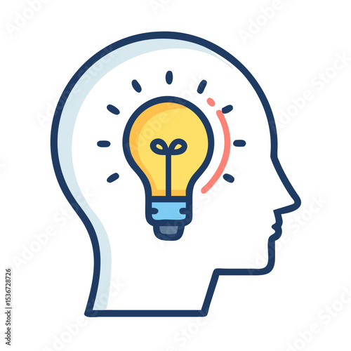 Creative mind with a light bulb symbolizing innovative ideas and inspiration in a simplistic design