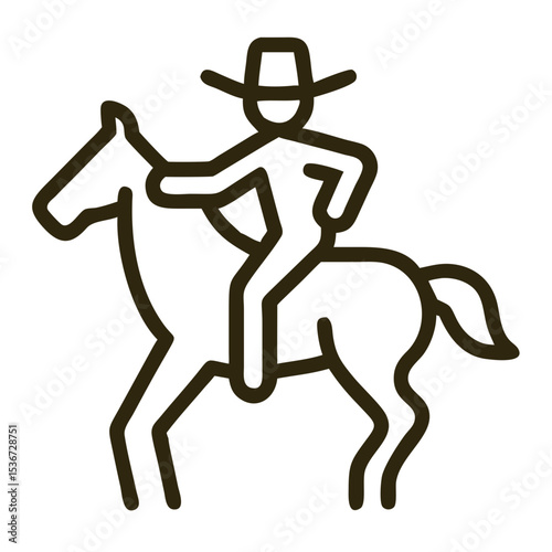 Rider on a horse enjoys a leisurely ride in an open landscape during clear weather
